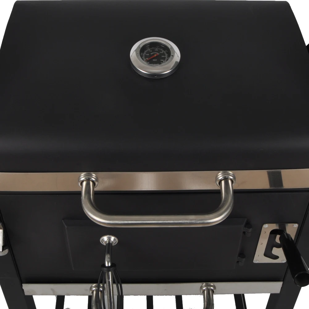 SEJR Charcoal BBQ Grill Trolley Food Smoker Barbeque Grill Outdoor with Double Side Table