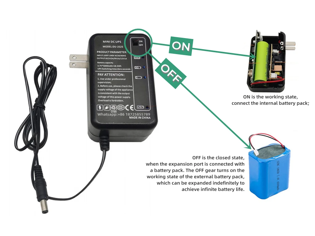 Wall-mounted 4000mAh Mini Adjustable UPS AC/DC 12V 9V 5V Lithium Battery Backup Wifi Router CCTV Power Monitoring Supply adapter
