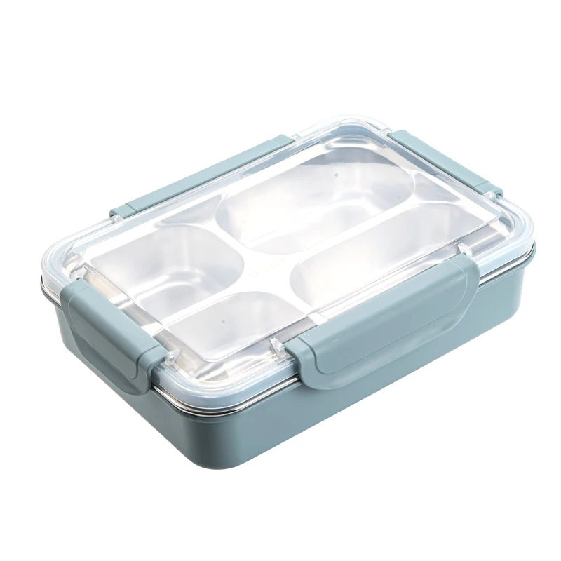 
Rectangular Stainless Steel 4 Compartment Children Bento Lunch Box For Kids Food Container 