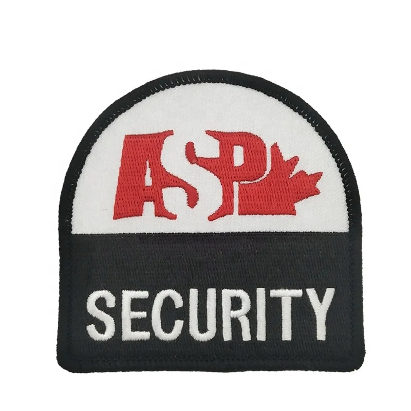 High Quality Custom Embroidered Patch Canada Security Guard Badge Heat Seal For Uniform Apparel Clothing