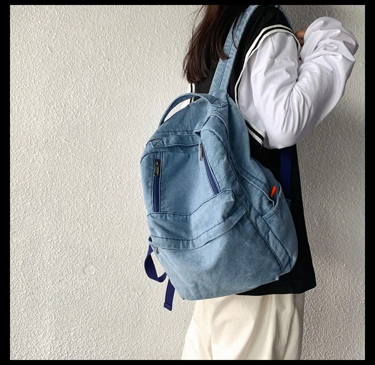 Luxury denim backpack handbag,blue school bookbag kids denim backpack wholesale,jeans denim backpack for men