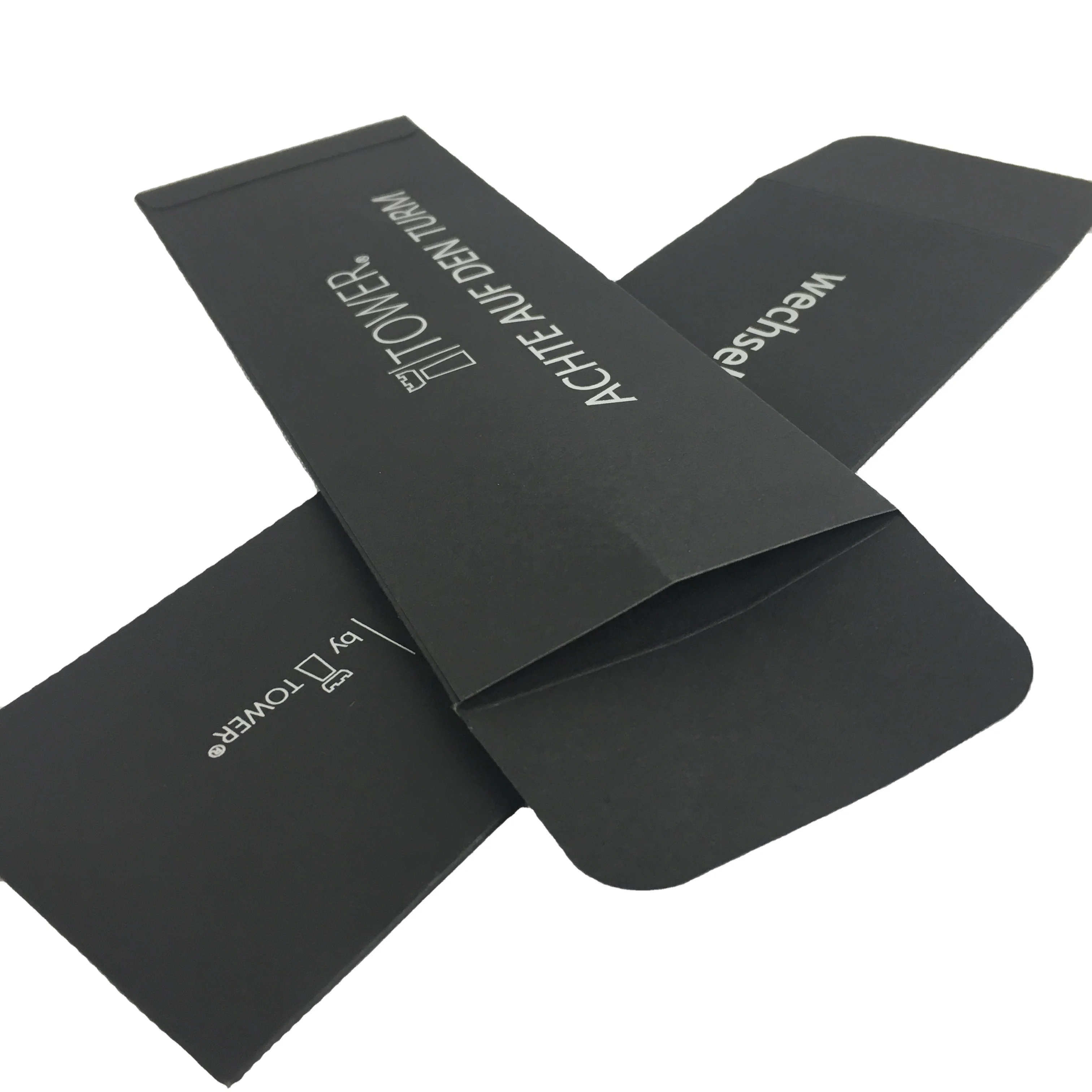 Silver Foil Logo Black Recycled Mini Paper Folding Square Envelope Apple Watch Band Envelope Bag Package Kraft Paper Envelope