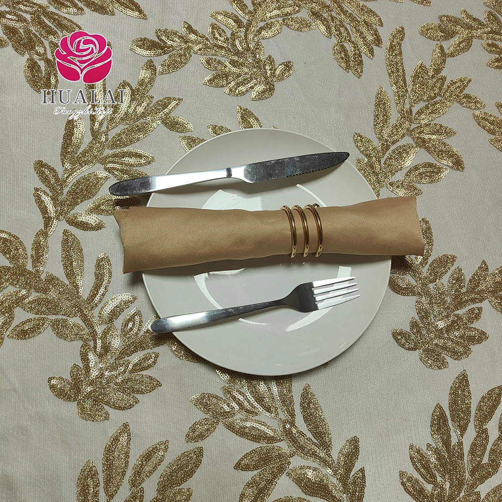 Горячая Распродажа, большие листья, необычная круглая Золотая Дамасская вышивка, блестящая скатерть с блестками, верхнее покрытие для украшения свадеб и торжеств