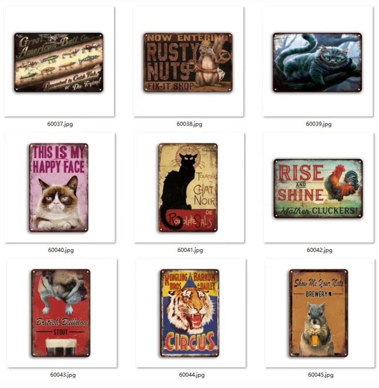 Vintage Farm Grouse Dog Fish Metal Tin Signs Vintage  Poster Retro Garage Farm house Decoration Home Pub Club Man Cave Decor