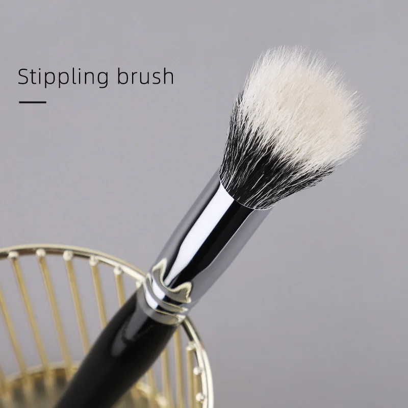 Face vegan wooden handle synthetic hair private label stippling