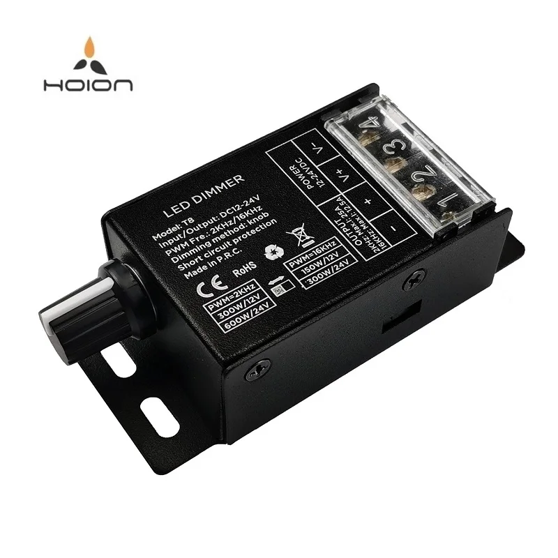 300W 600W T8 2K 16K PWM Short Circuit Protection Single Color LED Dimmer Small size Rotary Knob Dimmer Switch