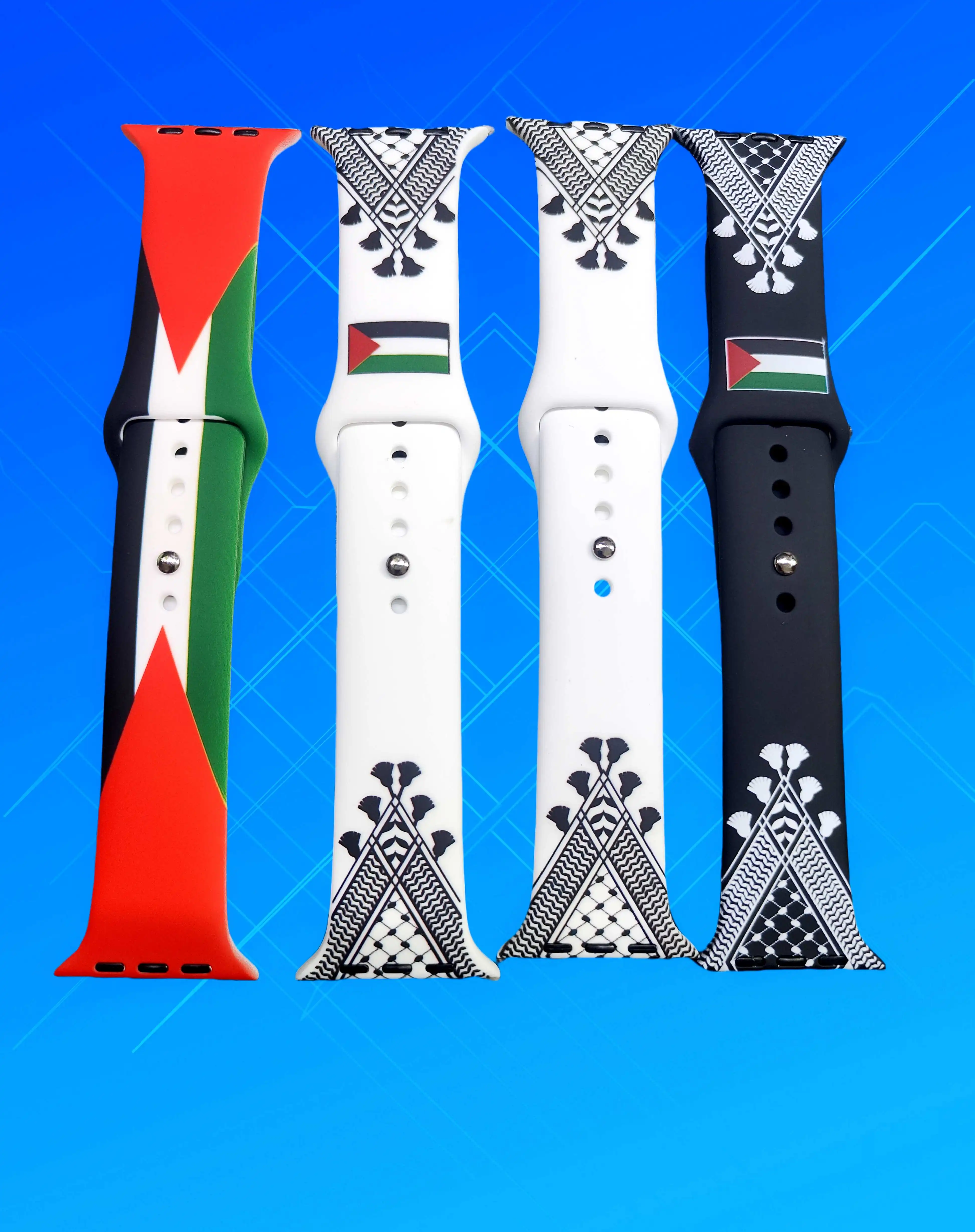 Ready to Ship Palestine Kufiya Silicone Wristband Silicone ArmBands Silicone Replacement Watch Wristbands