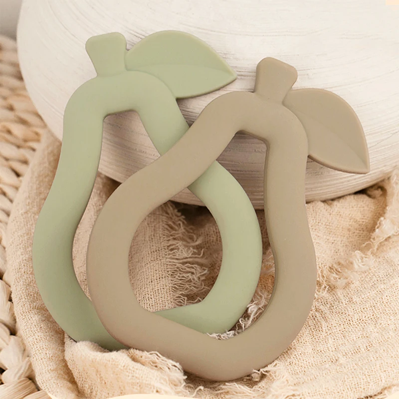 Pear Silicone Teether  Baby Teether Silicone Fruit pear Baby silicone teething chewers