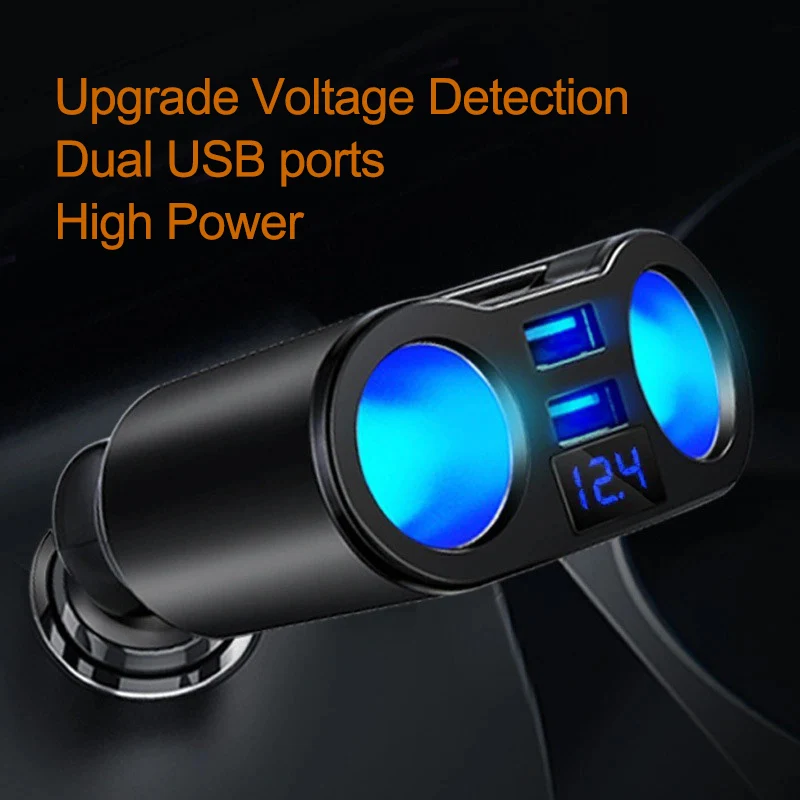 12-24V Car Cigarette Socket Lighter Fast Car Charger Power Adapter Usb Car Charger Dual Usb Port splitter 2 Port LCD Display