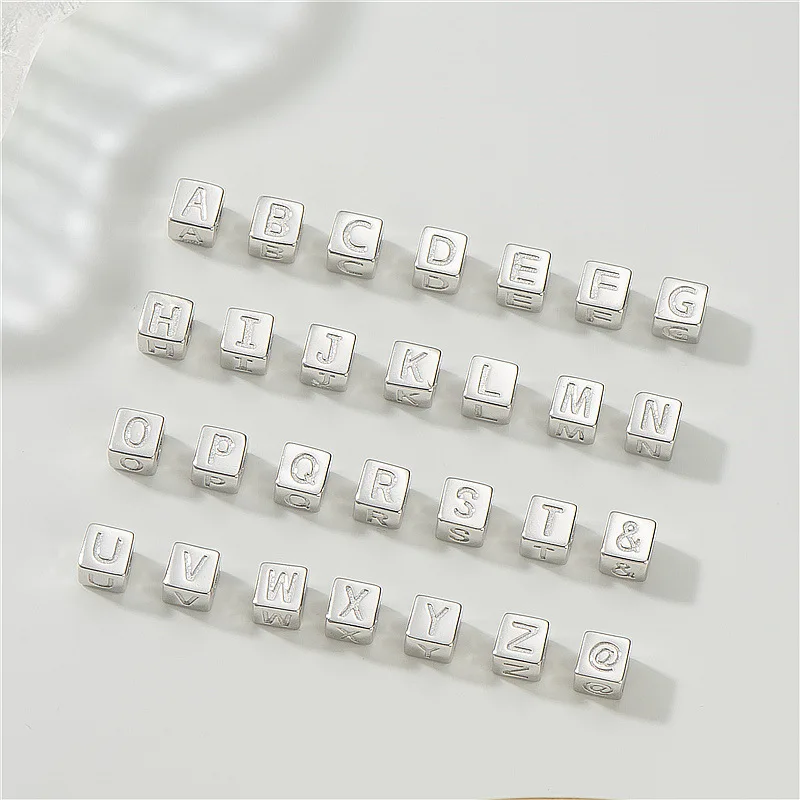 gold plated 26 letters A to Z charms 925 sterling silver alphabet cube necklace