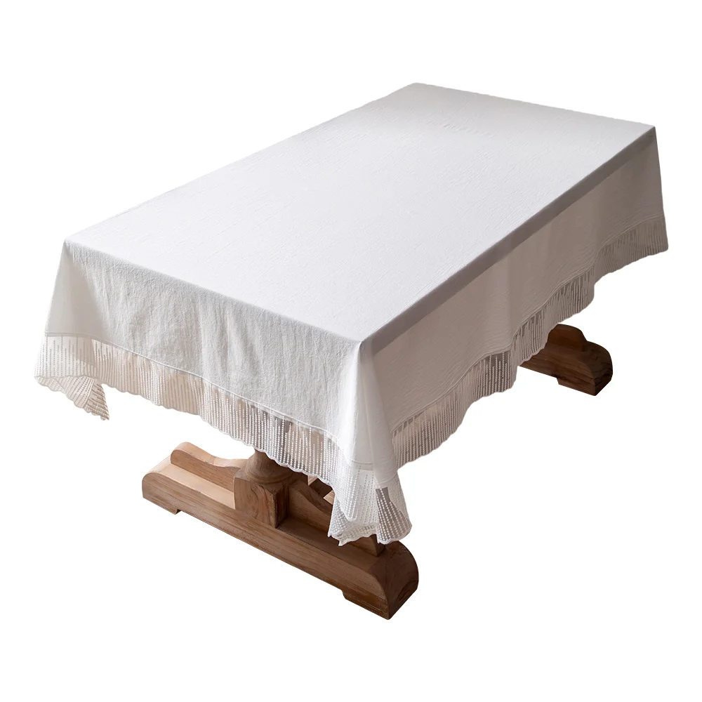 China factory custom wedding decoration table covers cheap table cloth linen white rectangular cotton tablecloth