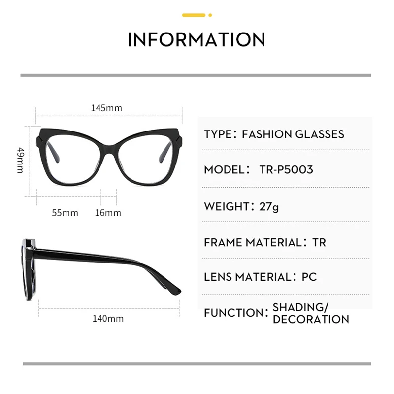 Fashion TR90 women anti blue light computer glasses cat eye oversized blue light blocking glasses 2022