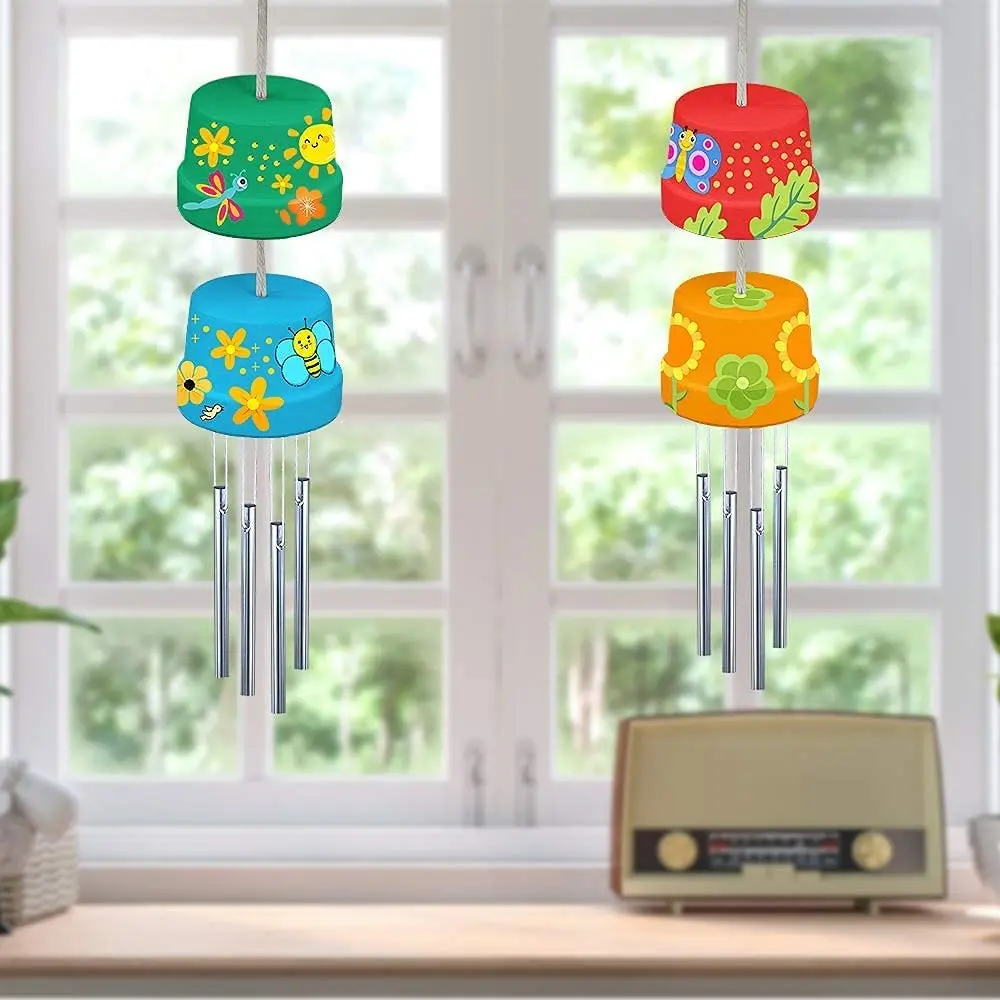 Wooden wind chime kit Arts & Crafts Kits Toys DIY Construct & Paint terracotta flower pot wind chimes Wooden Craft Sets