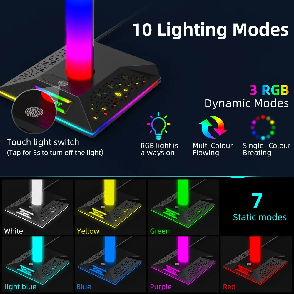 Новый геймпад с крюком RGB светящийся свет противовес гарнитура для наушников игровой контроллер Дисплей Стенд Usb-концентратором