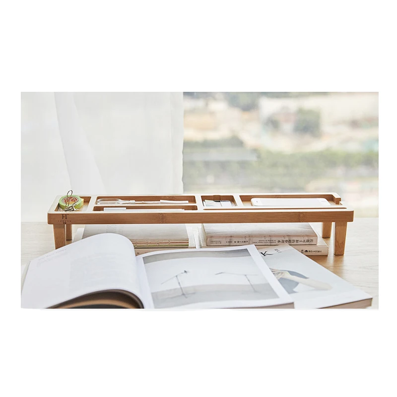 Wholesale natural custom design bamboo office storage desk organizer tray