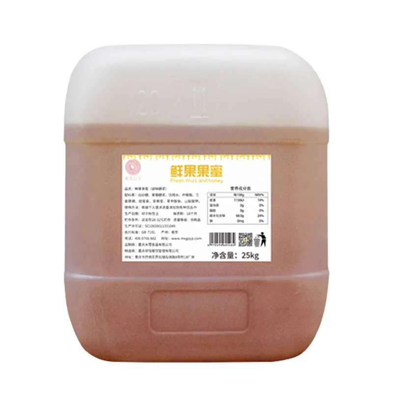 Fruit Syrup Honey Liquid 25KG Sweet Sugar Flavored Match for Milk Tea Coffee Dessert Beverage Drink