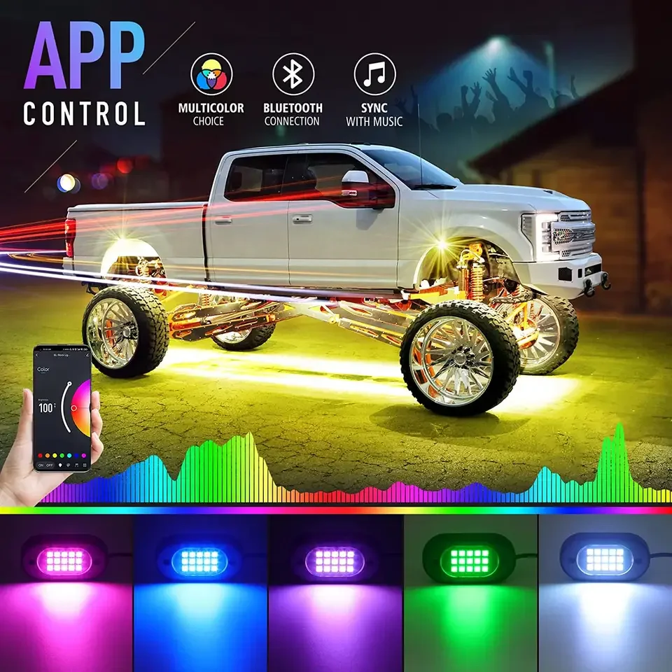 RGB App Control 36 LEDs Super Bright LED Rock Pod Lights For Truck ATV UTV Buggy car decoration Lights