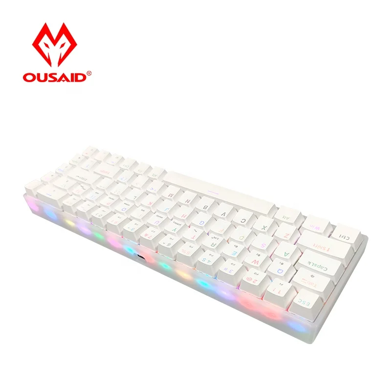 Механическая игровая мини-клавиатура OUSAID RK837 RK G68 RGB hostswap 68 key hotswappable 2,4g type c для ПК dkg68