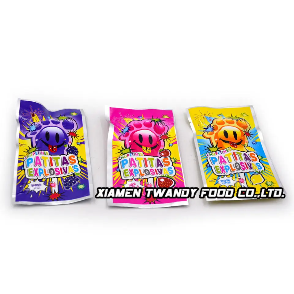 magic pop popping sour fruit flavour foot shape lollipop candy with sour powder candy