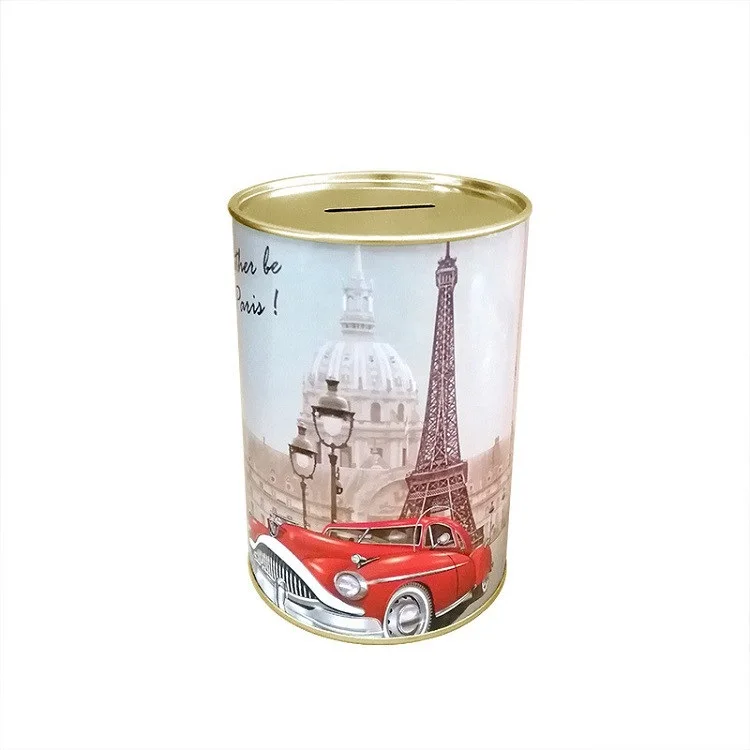Custom Design Paper Cans Coin Bank Money Saving Box Craft Cardboard Piggy Bank For Kids