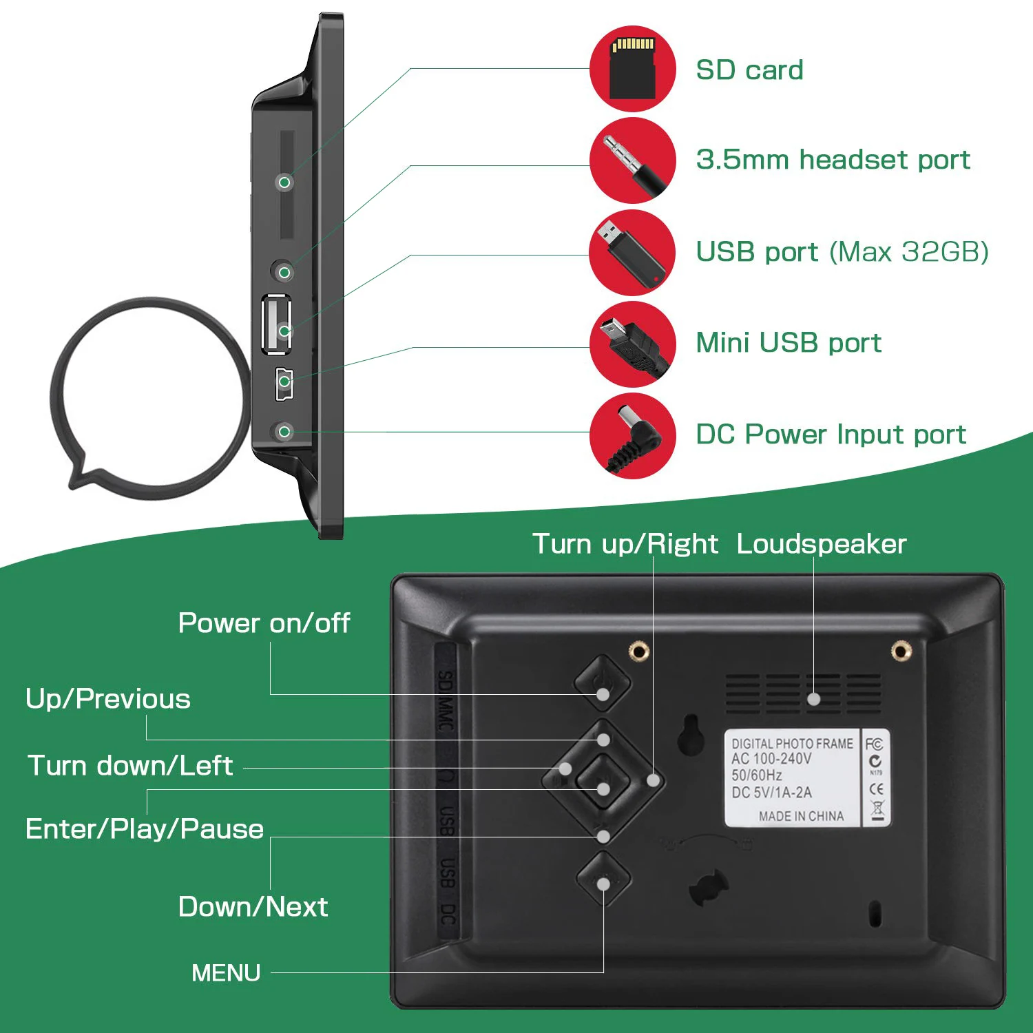 Wifi цифровая фоторамка 8 дюймов HD 800*600 экран Цифровая 4:3 широкоэкранный 1080P видео плеер с фоновой музыкой