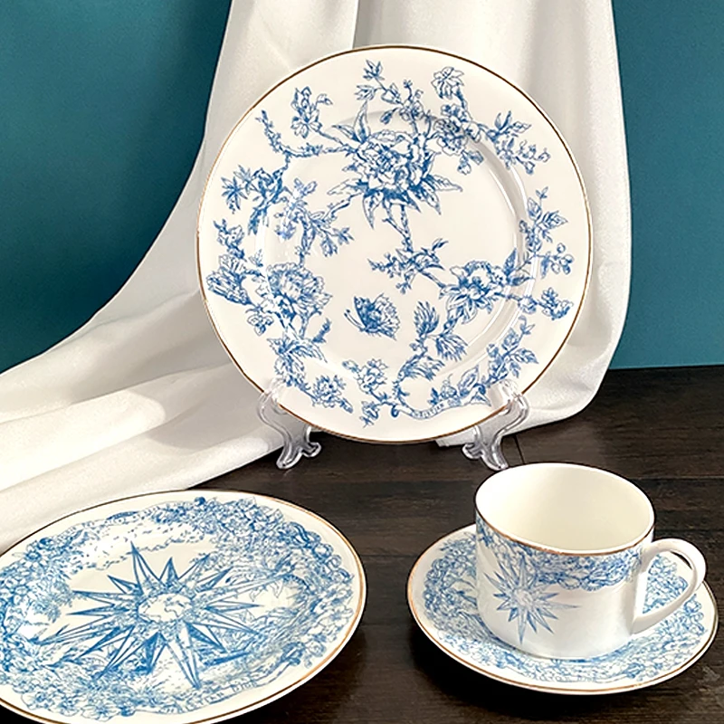 SYL Lucky Star Bone China Mug Creative Decal Steak Western Dish Dessert Plate Cutlery Couple Home Decoration Cutlery Set