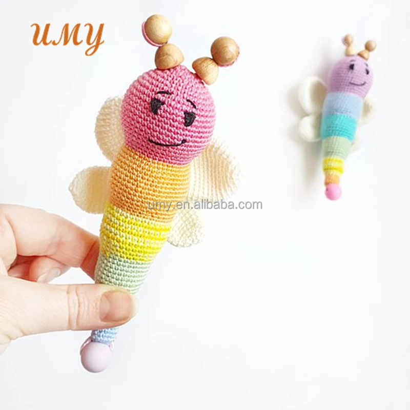 Жевательные детские игрушки для прорезывания зубов Amigurumi вязаные погремушки Strick Rassel крючком погремушки-бабочки