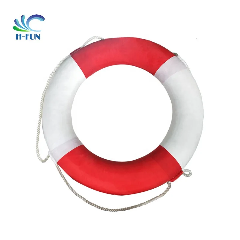 International Orange plastic marine life buoy with grab lines water life buoy rings