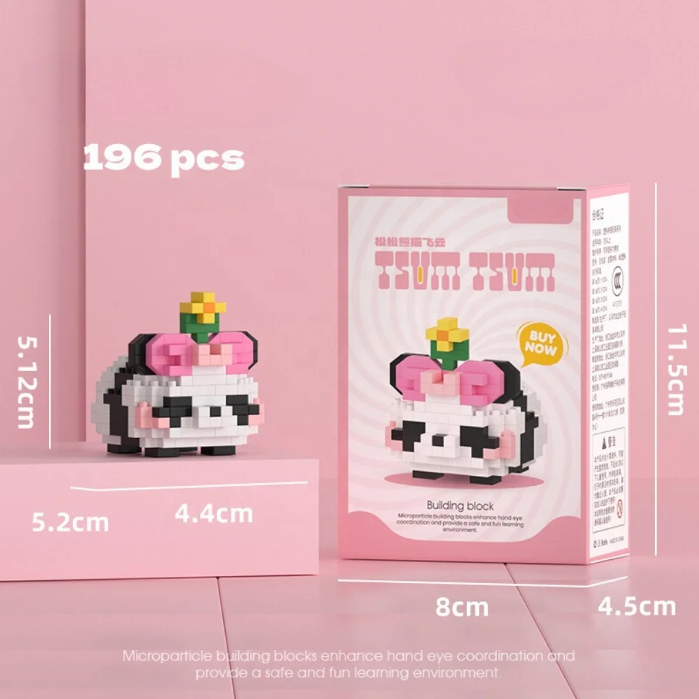 4 Style Cartoon Microparticle Series Happy Panda Full Set Mini Figures Educational Toys Gifts Table Decor Computer Toys