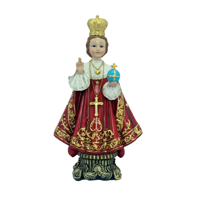 Top Grace Infant Jesus of Prague Statue Resin Jesus Sculpture Decoration Infant Jesus of Prague on Base Figurine Relig