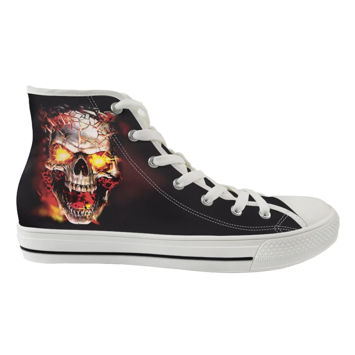 Print On Demand Unisex High Top Canvas Sneakers Shoes Human Skeleton White Black Sneakers Casual Walking Shoes