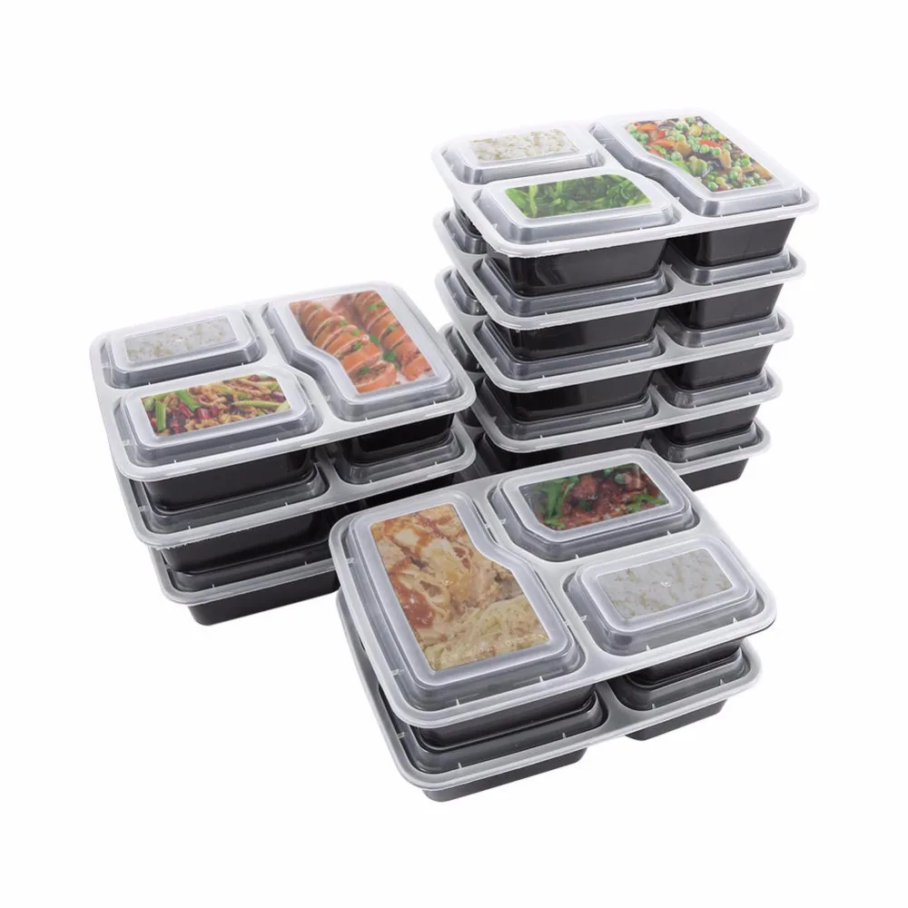 Manufacturer Black rectangular plastic lunch boxes disposable plastic takeout food containers