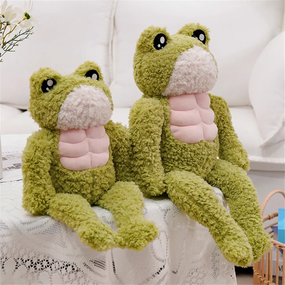 Strong Muscles Frog Soft Plush Toy Funny Stuffed Soft Green Frog Plush Doll with Big Eyes Gifts For Kids Adults