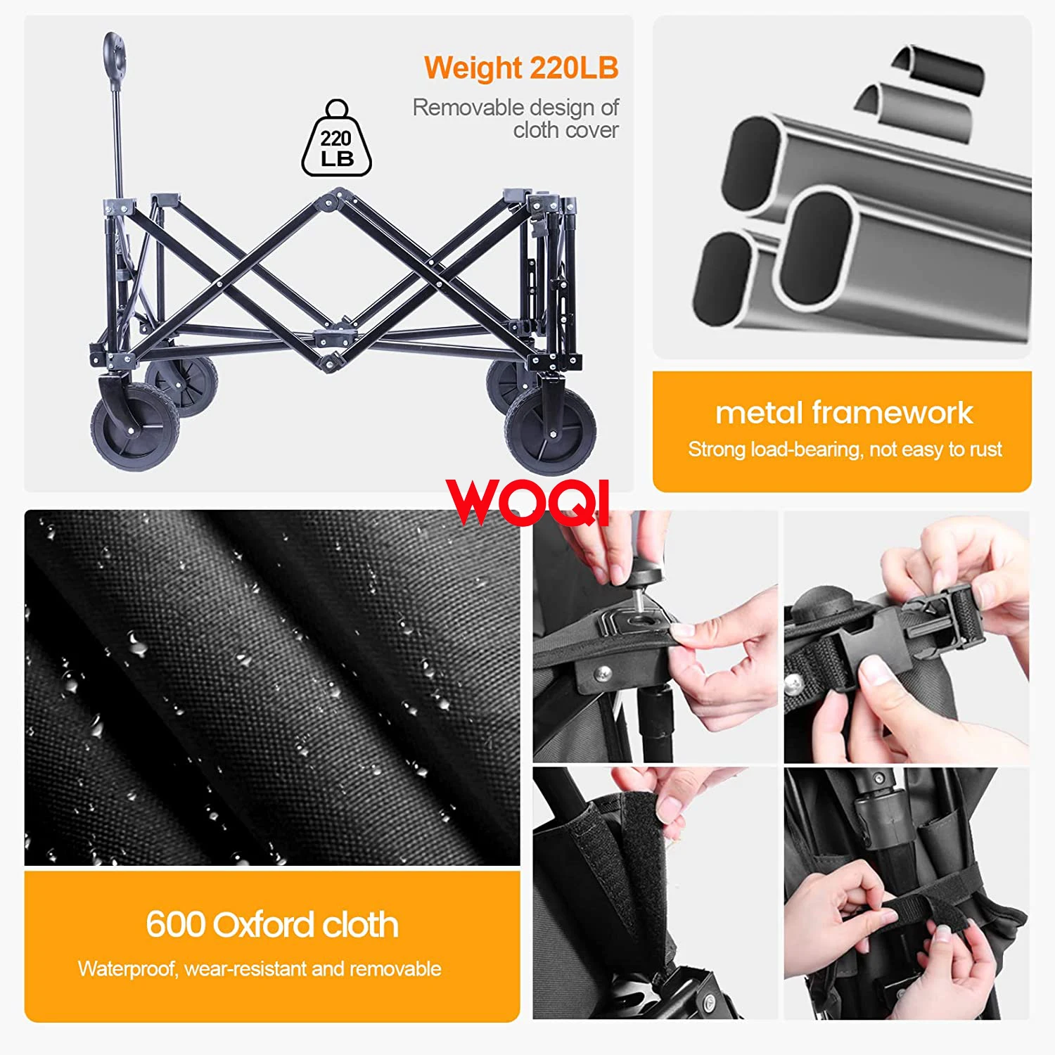 WOQI Складная мини-тележка сверхмощный уличный универсал с поворотными колесами для садоводства продуктовых магазинов