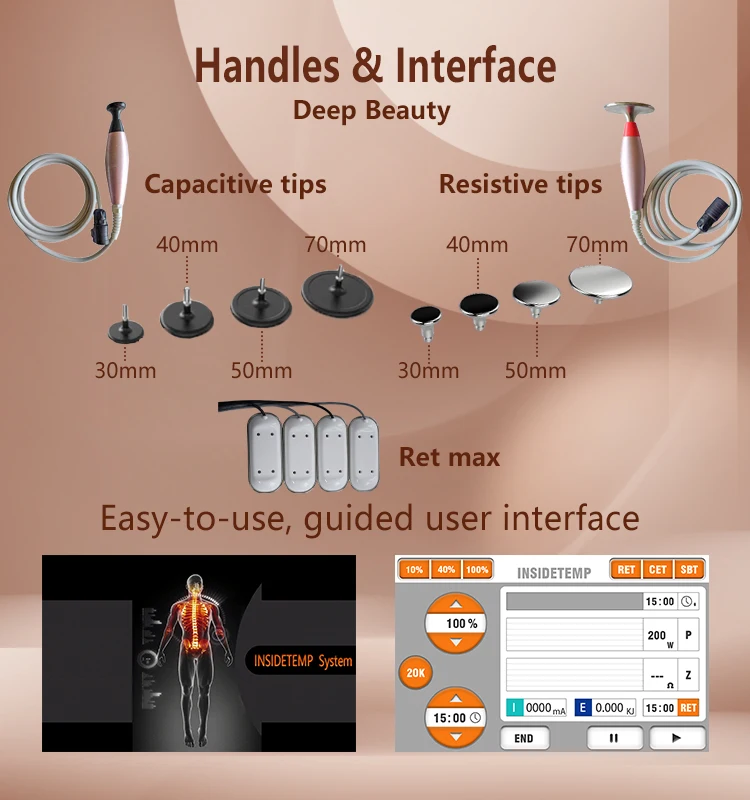 Hot Selling in Spain Indibia 448K Therapy RF CET RET Deep Heat  Beauty Machine for Skin Tightening and body slimming