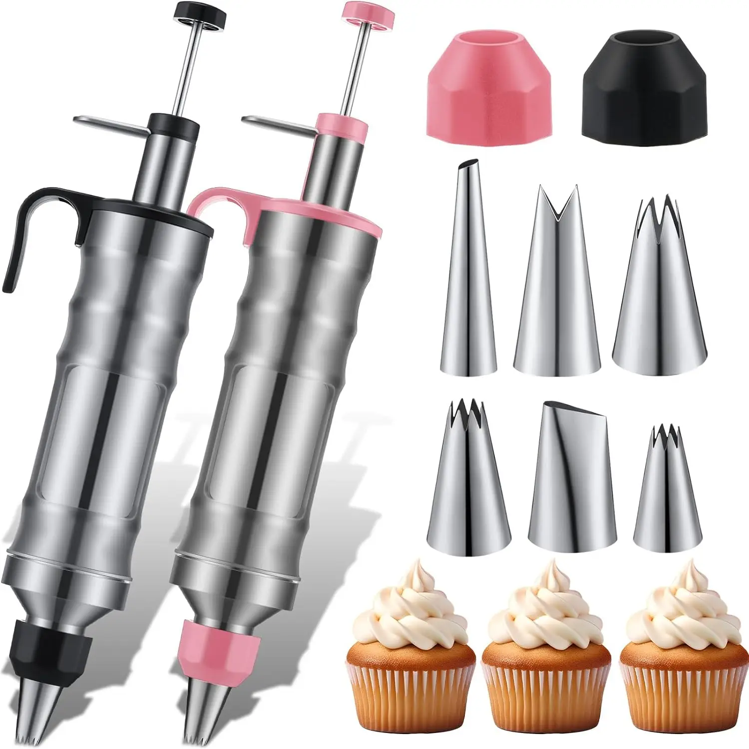 Stainless Steel Cream Decorating Gun Set Cupcake Decoration Frosting Filling Injector Syringe Set Kits