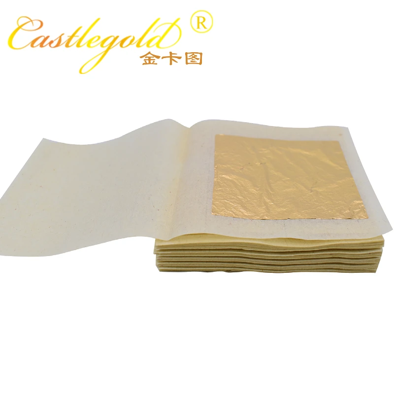 9.33 x 9.33 cm Edible Gold Leaf Sheets 24 k For Cake baking ice cream Decorative Food Gilding Craft Genuine Gold Leaf