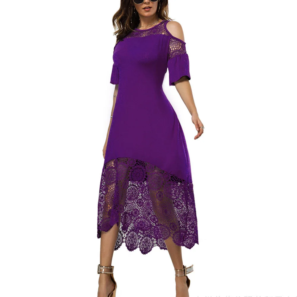 Plus Size Dresses Lace Summer Maxi Women Skirt Large Ladies Short Sleeve Floral Elegant Evening Party Vestidos women dresses