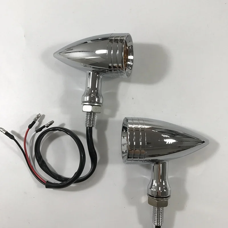 CNC Motorcycle Bullet LED Turn Signal Lamp Chrome Motorcycle Blinker Indicator Front Rear Turn Light