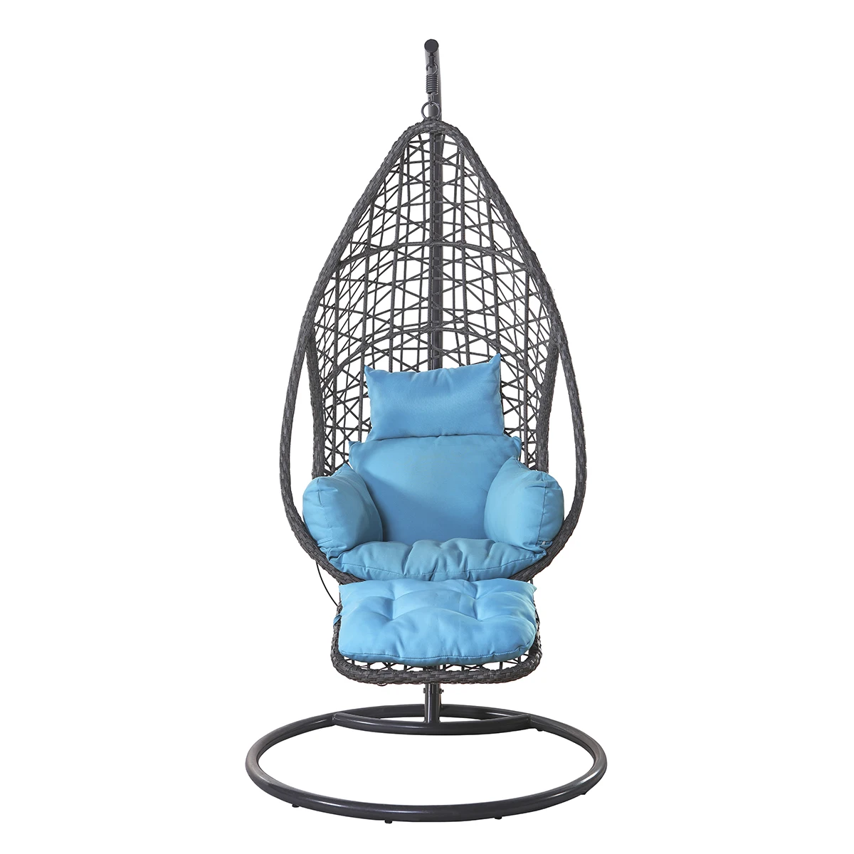 JIAHE living room bedroom balcony wicker metal swing chairs with foldable foot rest for indoor outdoor
