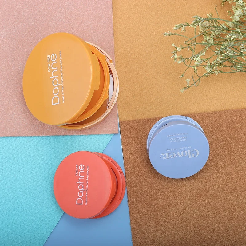 Colorful PCR ABS environmental protection small cute cosmetic compact powder container