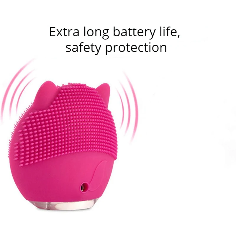 Mini Silicone Brush Sonic Electric Face Massager Waterproof Face Cleaning Brush New Design Hello Kitty Silicone Skin Scrub Brush