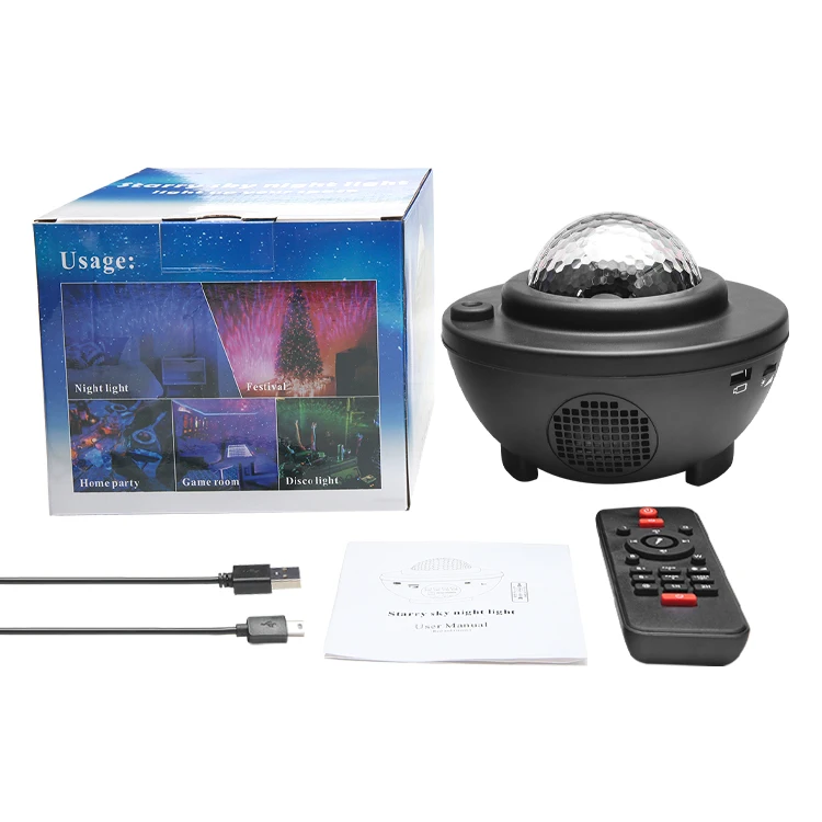 Music Player Starry Night Sky Light Projector USB Star Waterwave Effect Kids Baby Room Decoration