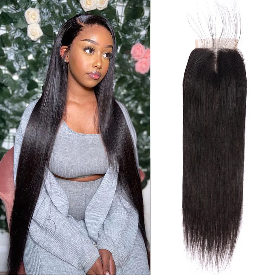 Virgin 1b 27 4x4 Wholesale Brazilian Straight Transparent 613 Human Hair Lace Silk Base 6x6 5x5 Closure