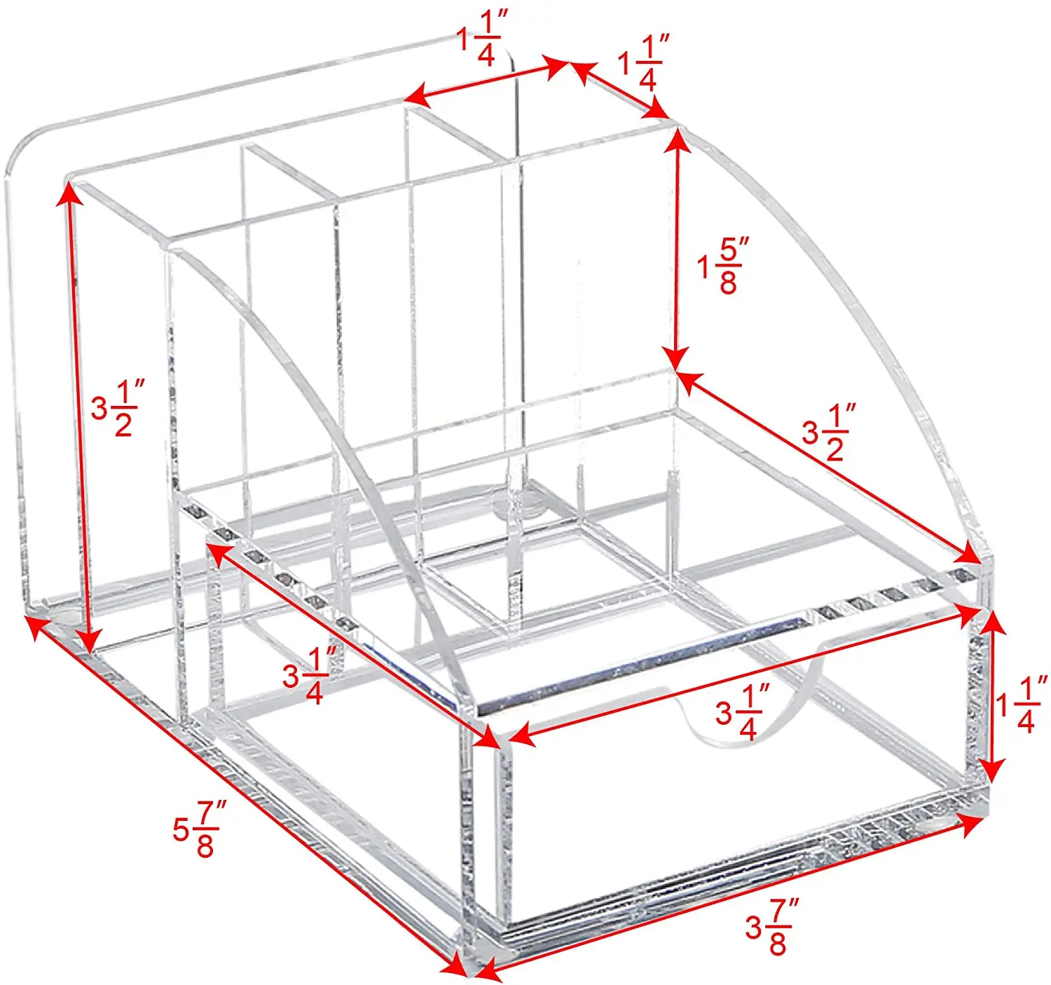 Acrylic Premium Desktop Office Supplies Organizer with Note Pad Holder, Mail Storage and 3 Pencil Slots