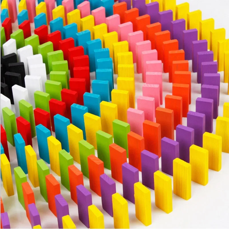 Wholesale Custom Colorful 100pcs Domino Toy Game Educational Play Mini wooden Domino Game Set Toy