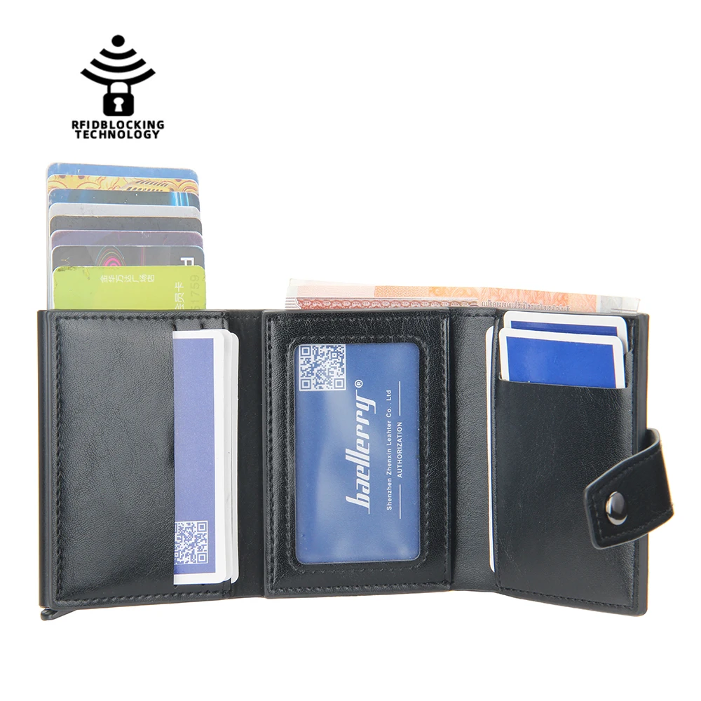 Baellerry Latest Hot Selling Men Aluminum Pop Up Purse New Credit Card Bank Card Universal Rfid Wallet Card Holder