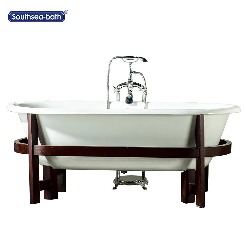 Деревянная стойка чугунные эмалированные ванны