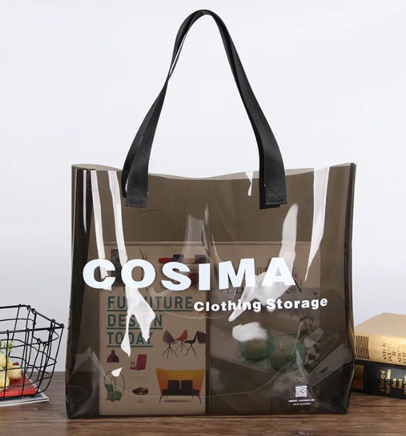 Hot Sale Plastic Laser handbag luxury cosmetic shopping bag customized logo PVC TPU  holographic waterproof tote Bag