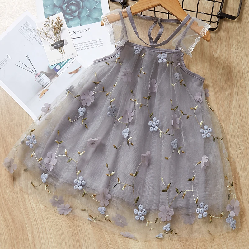 Летняя детская одежда, яркое милое кружевное платье, детское платье принцессы без рукавов